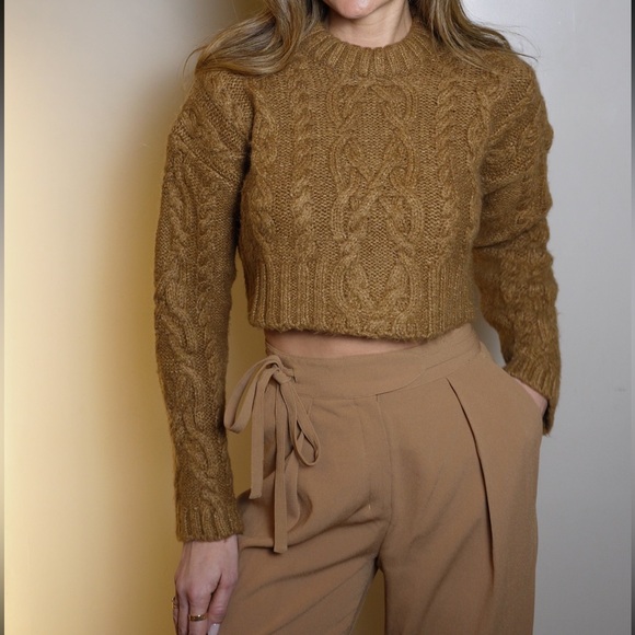 Zara Sweaters - Zara Cable Knit Cropped Sweater - Brown